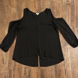 Black blouse with cut out shoulders - size medium